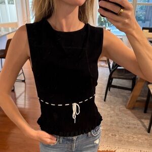 MAJORELLE Black Tank Top with White Drawstring